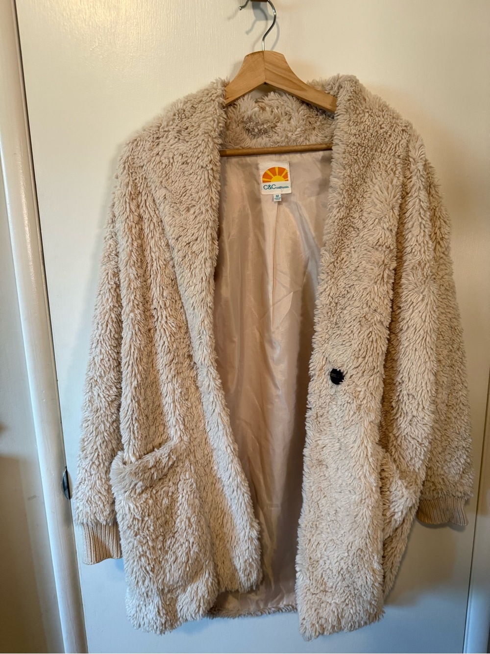 C&C California Beige Plush Teddy Jacket